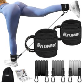 Ayombo Ankle Resistance Bands with Cuffs, Ankle Weights Exercise Bands for Working Out, Recoils and Glutes Workout Equipment, Leg Resistance Bands Set with Ankle Strap for Women & Men Home Gym Fitness