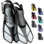 CAPAS Snorkel Fins, Swim Fins Travel Size Short Adjustable for Snorkeling Diving Adult Men Women Kids Open Heel Swimming Flippers