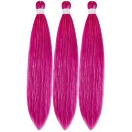 Gozill Hot Pink Braiding Hair Pre stretched Glitter Tinsel Prestretched Hypoallergenic Braiding Hair Ez Braid Synthetic Knotless Itch Free