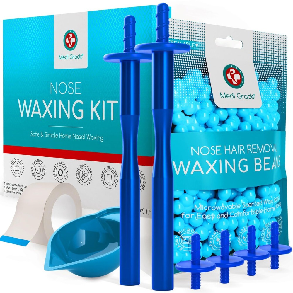 Medi Grade Eco-friendly Nose Wax Kit for Men and Women, 26 Applications, Reusable Metal Nose Wax Stick, Microwavable Cup - Nose Hair Wax Removal for Unsightly, Itchy Nasal Hair