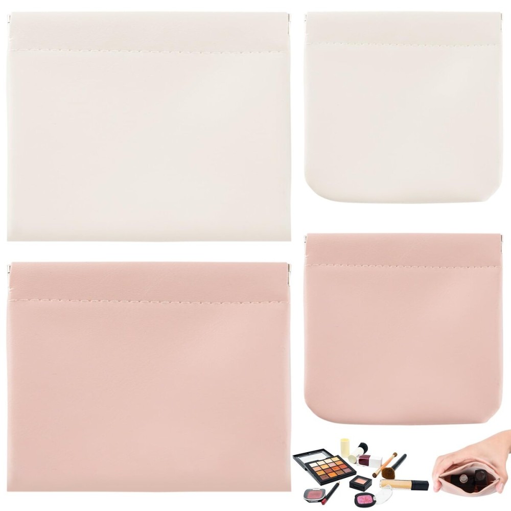 4Pcs Small Makeup Bag, Travel Storage Pouch for Women, Press Buckle Cosmetic Organizer for Lipstick, Jewelry and Purse