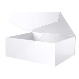 JINGUAN 19.2x15.8x7 Inches, Extra Large Gift Box with Lid, Bridesmaid Proposal Box with Magnetic Closure, Giant Gift Box for Clothes and Large Gifts (Glossy White)