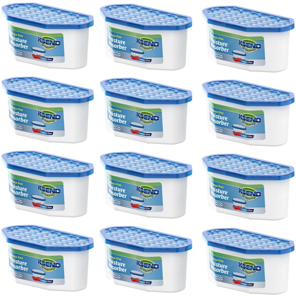 Ksend Moisture Absorbers, 12 Pack, Compact Dehumidifier for Closet, Efficient Humidity Absorber Boxes, Moisture Absorber for Closet, Odor Eliminator with Fragrance Free, Blue, 6.4oz, 300ml
