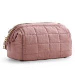 BAGSMART Makeup Bag Travel Toiletry Bag, Puffy Padded Make Up Bags for Women Makeup Organizer Case, Wide-open Pouch Purse Travel Essentials Toiletries Accessories Brushes, Dark Pink