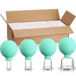 BBTO 4 Pieces Glass Cupping Set Glass Silicone Cupping Cups Massage Vacuum Suction Cupping Cups for Body Face Leg Arm Back Shoulder Muscle and Joint Pain (Mint Green)