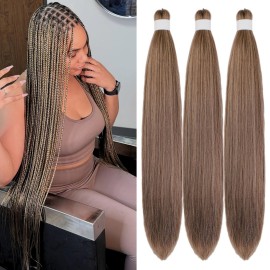Ash Brown Braiding Hair Pre Stretched Box Braids Hair Extension 26 Inch Colorful Fake Hair for Braiding