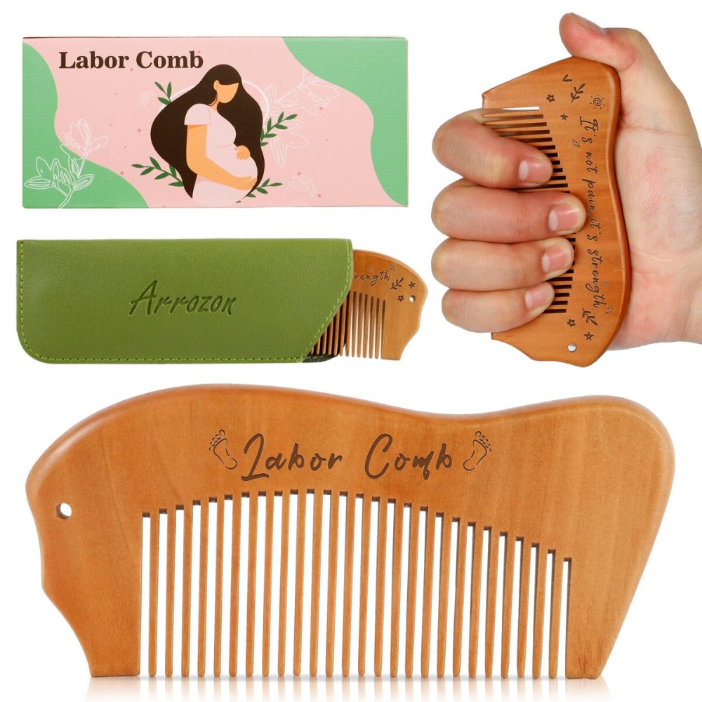 Arrozon Birthing Comb for Labor and Delivery - Wooden Comb for Pregnancy Contractions and Pain Relief