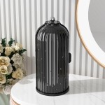 GAXmi Makeup Brush Holder with Lid Cosmetic Tools Organizer 360 Rotating Waterproof Dustproof Beauty Brushes Storage for Vanity, Dark Black