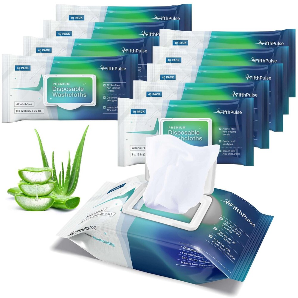 Disposable Body Wipes For Adults 600 Count (15 x 40 Packs) -Premoistened Washcloths For Elderly Bathing Infused With Aloe and Lanolin -Alcohol-Free Adult Wet Wipes, Extra Large 8 x 12 Wash Cloth
