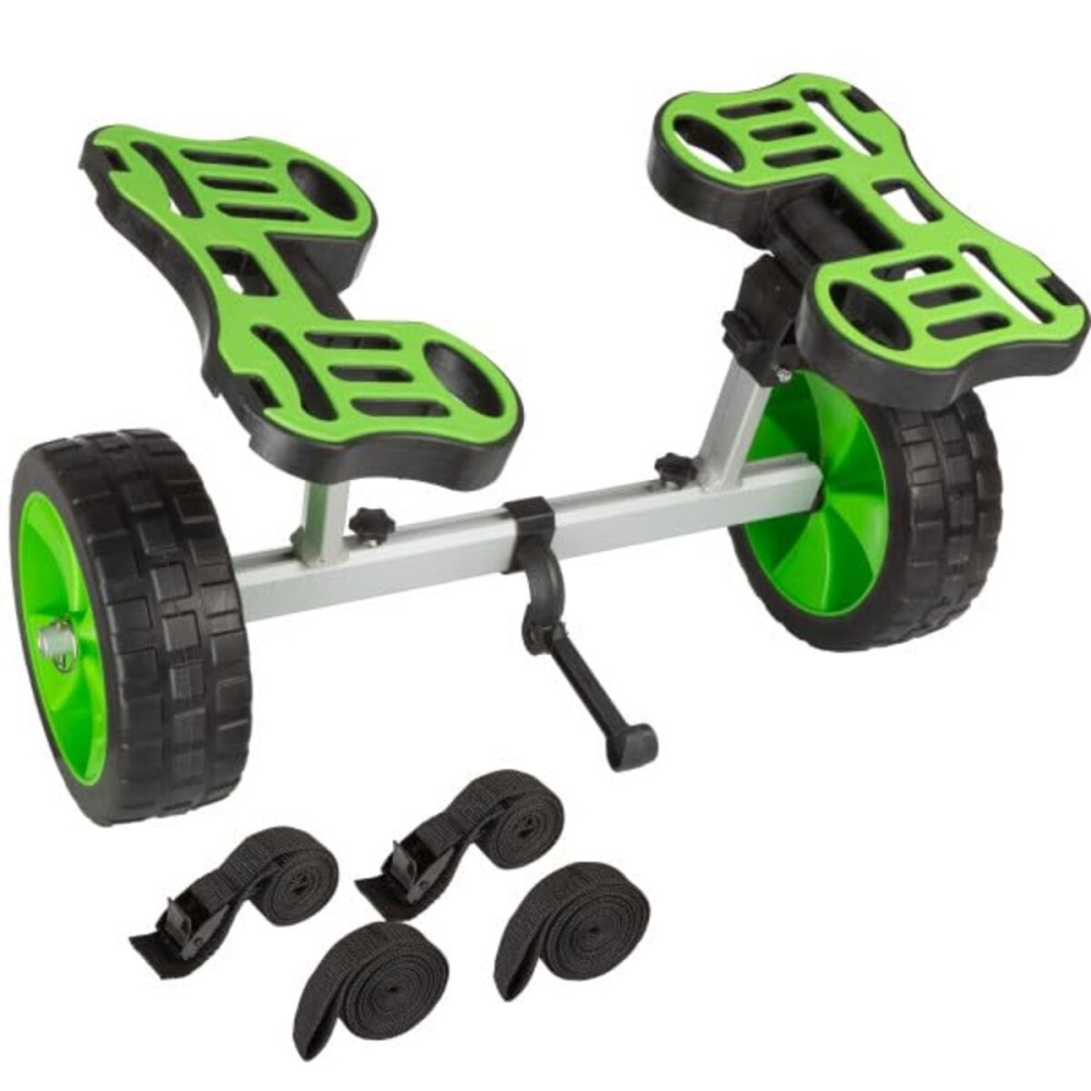 Kayak Cart - 140lb Capacity Canoe Dolly with Airless Tires, Aluminum Frame, and Straps for Small Watercraft - Kayak Accessories by RAD Sportz (Green)