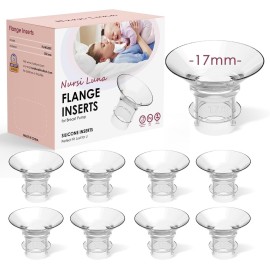 Nursi Luna Flange Inserts 8PCS 17mm for 24mm Flange/Shield, Flange Sizing Kit Silicone Flange Insert, Breastfeeding Essentials Kit for New Moms