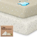 2-Pack Waterproof Pack and Play Sheets, Mini Crib Sheets Fitted for Boy, Girl - 38 x 26 Viscose from Bamboo Pack N Play Mattress Sheets for Graco, Toddler Playard Baby Crib Sheets Neutral(Pine Grove)