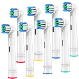 Replacement Toothbrush Heads Compatible with Oral B Braun,8 Pack Professional Electric Brush Heads for Oral B Replacement Heads Refill Pro 500/1000/1500/3000/3757/5000/7000/7500/8000