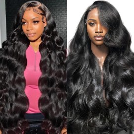 JTMMP 32 Inch 13x6 Body Wave Lace Front Wigs Human Hair for Women 200% Density HD Transparent Glueless Wigs Human Hair Pre Plucked with Baby Hair