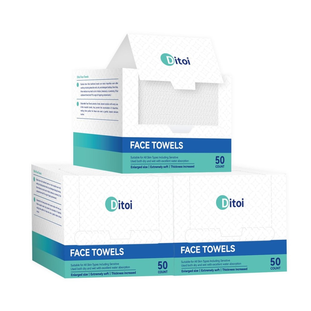 Ditoi Disposable Face Towels,Ultra Thick Face Towelettes XL, Lint-Free Facial Wipes for Makeup Removal & Gentle Skin Care,1012,150 Count (3 Pack),Pearl-textured