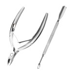 Cuticle Trimmer with Cuticle Pusher and Scissors, Cuticle Remover Professional Durable Pedicure Manicure Tools, Stainless Steel Cuticle Nipper Cutter Clipper (Silver Pusher)