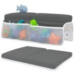 Comfortable Baby Bath Kneeler and Elbow Rest Pad Set - Thick Memory Foam Bath Kneeling Pad with Elbow Support - Baby Bathtub Cushion with Toy Organizer for Bathing Infant or Toddler - Dark Grey