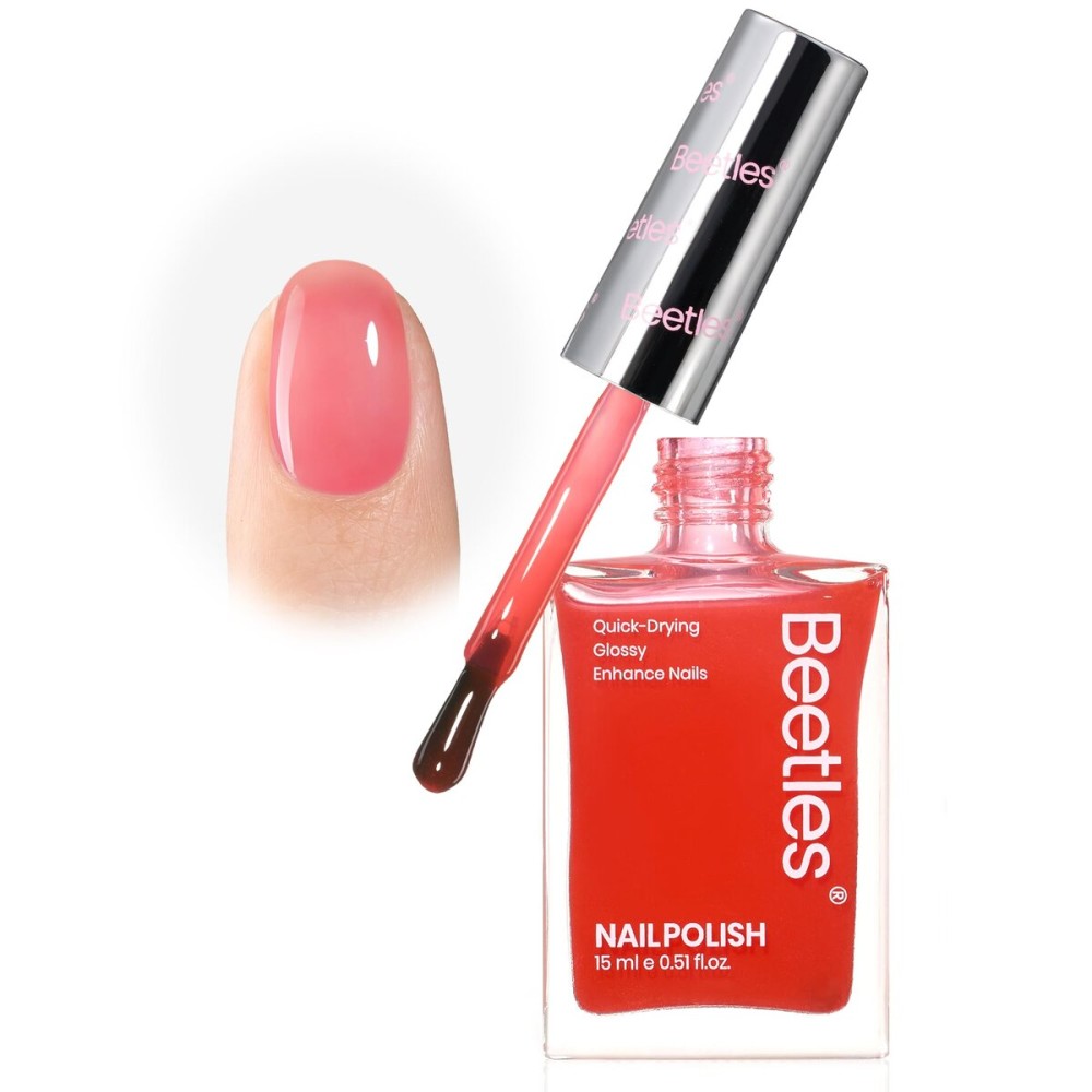 Beetles Nail Polish - Fast Drying Red Finger Nail Polish (15ml) No UV Lamp Needed Nail Lacquer Manicure Diy Nail Art Home Salon Christmas Gift For Women