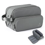 Estour Toiletry Bag for Men, Travel Essentials Travel Toiletry Bag, Water-Resistant Compact Bathroom Roll Organizer for Hygiene, Shaving kit, Gifts for men (Gray(Upgraded Polyster))