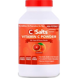 C-Salts Vitamin C Powder Supplement - 100% Pure High Dose Buffered Vitamin C Powder for Immune Support - Organic, Sugar-Free, Vegan, Non-GMO, Stomach-Friendly, Blood Orange 26oz