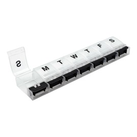 EZY DOSE Weekly (7-Day) AM/PM Daily Pill Organizer, Vitamin Case, and Medicine Container, X-Large Compartments, Arthritis Friendly, Convenient with Effortless Portability, Clear/Black Lids, BPA Free