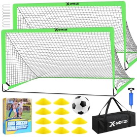 Kids Soccer Goals for Backyard Set of 2, 4 x 3 ft/6 x 4 Toddler Soccer Goal Training Equipment with Soccer Ball, Cones, Pop Up Soccer Net for Kids Age 3-5 4-6 6-8 8-12 10-12 Outdoor Games Sports Gifts