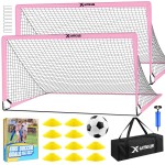 Kids Soccer Goals for Backyard Set of 2, 4 x 3 ft/6 x 4 Toddler Soccer Goal Training Equipment with Soccer Ball, Cones, Pop Up Soccer Net for Kids Age 3-5 4-6 6-8 8-12 10-12 Outdoor Games Sports Gifts