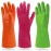 Cleanbear Cleaning Gloves Large, Reusable Nitrile Glove set of 3 Pairs, Latex Free Rubber Gloves for Washing Dishes, Household Cleaning, Bathroom or Gift Use, 12 Inches (Red, Green and Orange)