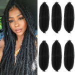 Springy Afro Twist Hair 20 Inch 6 Packs Black Color Pre Fluffed Marley Twist Braiding Hair for Black Women (20 inch, 6 Packs, 1B)