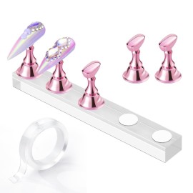 Makartt Nail Stand: Press On Nails Stand Display Practice Art Magnetic Fake Nail Holder for Painting Nails Stand for False Nail Designs with Double-sided Tape for Home DIY Beginner Salon Supplies