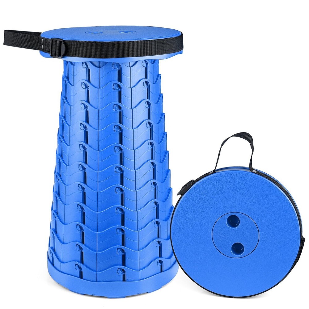 Hesanzol Upgraded Collapsible Stool for Adults, Portable Telescoping Foldable Seat Retractable for Camping Garden Hiking Travel, Adjustable Telescopic Max Load 400lbs