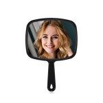 MIRRORNOVA Hand Mirror, Barber Hairdressing Handheld Mirror with Handle for Salon, Square, Black, Large