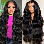 oveflect 22 Inch 13x6 Lace Front Wigs Human Hair 200 Density Body Wave HD Lace Front Wigs Human Hair Pre Plucked Natural Color Glueless Wig 100% Virgin Human Hair Lace Front Wigs for Women