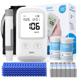 IMDK Blood Glucose Monitor Kit,   Blood Sugar Test Kit with 100*Glucometer Strips, 100*Lancets, 1*Lancing Devices, No Coding Required