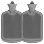 SteadMax [2 Pack] Hot Water Bottles, 2L (68oz) Natural Rubber -BPA Free- Durable Large Hot Water Bag for Hot Compress and Heat Therapy, Pain Relief Heating Pad, (Gray)