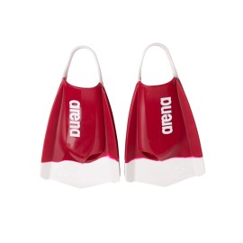 Arena Unisex Adult Powerfin Pro II Swim Training Fins Men and Women Silicone Short Blade Flippers Left/Right Customized, Cardinal Red/White, Size 6-7