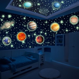LUMOSX Glow in The Dark Stars and Planets - 534 pcs with Constellation E-Book | Solar System Wall Decal, Planet Wall Decals, Space Wall Stickers, and Space Wall Decals for Kids Room Decor (Green)