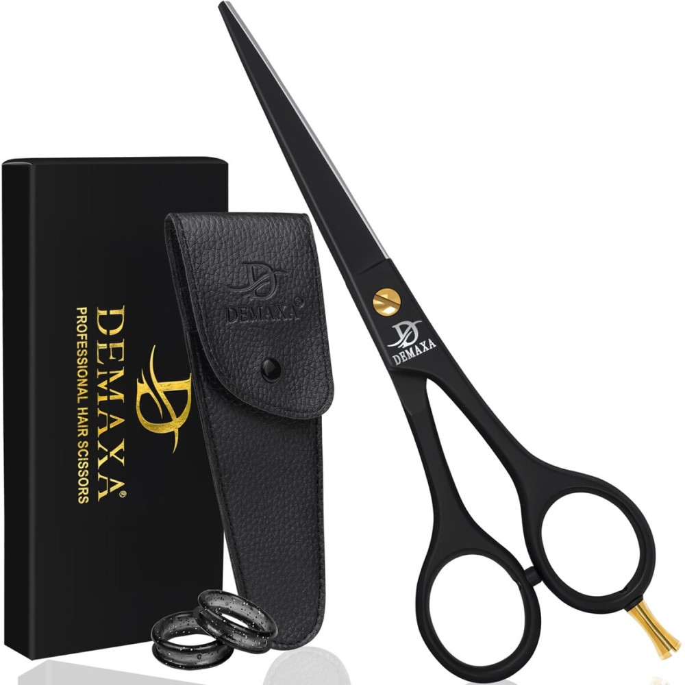 DEMAXA Professional Hair Scissors 6.5 Inch - Premium High Carbon Stainless Steel Barber Salon Hair Shears for Haircut Scissors - Ergonomic Design Super-Sharp Hair cutting Shears Blades