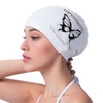 COPOZZ Adult Swim Caps, Silicone Waterproof Comfortable Swimming Cap for Women, Long and Short Hair(Butterfly-12yrs+)