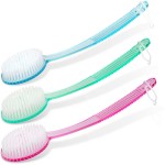 DecorRack Bath Brush with Bristles, Long Handle for Exfoliating Back, Body, and Feet, Bath and Shower Scrubber, Random Color (1 Pack)