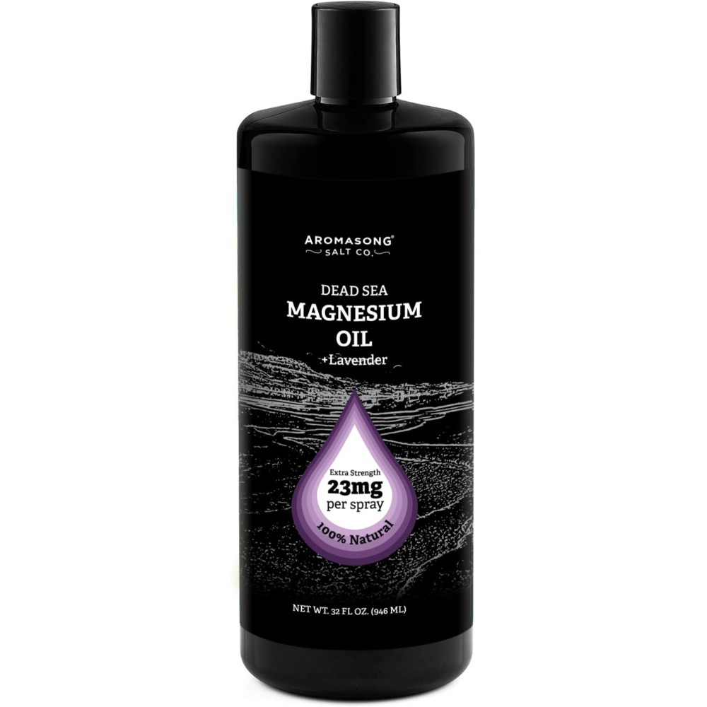 Aromasong Magnesium Spray Lavender - Extra Strength (23mg in Each Spritz) 32 Oz Refill Bottle, Natural and Pure Magnesium Oil Spray - Made in The USA - for Leg Discomfort and Promotes a Calm Sleep