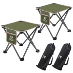 Opliy Camping Stool 2 Pack,Portable Folding Stool for Outdoor Gardening and Beach Hiking Fishing,Foot Stool with Carry Bag (Green)