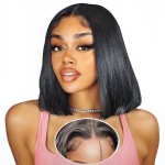 Qangelabeauty 12 Inch Bob wig human hair 180% Density glueless wigs human hair pre plucked pre cut 4x6 HD Transparent Frontal Wigs Human Hair Lace Front Wigs for Women
