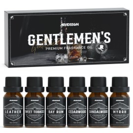 Essential Oils for Men, ARVIDSSON Masculine Essential Oils, Manly Fragrance Oils for Diffuser, Sandalwood, Cedarwood, Leather, Sweet Tobacco, Bay Rum, Myrrh, Gift for Men