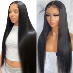 Straight Lace Front Wigs Human Hair 13x4 HD Transparent Lace Frontal Wig for Black Women Glueless Brazilian Virgin Hair 180% Density Pre Plucked with Baby Hair Hairline