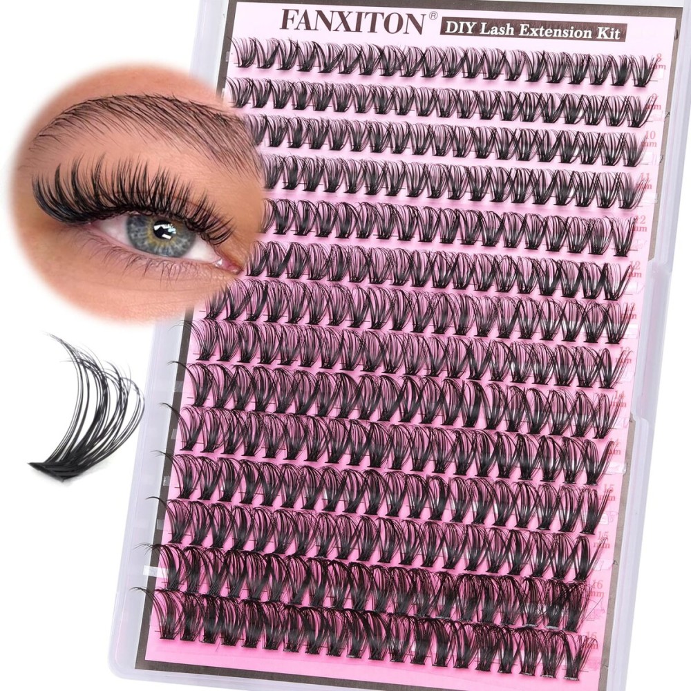 FANXITON Lash Clusters 280 Pcs Wispy Lash Clusters D 8-16 MM Mix Natural Eyelash Clusters 40D Individual Eyelash DIY Lash Extensions at Home(40D)