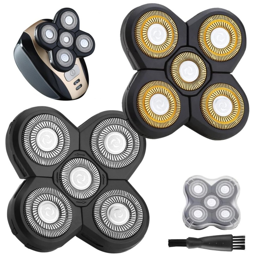 FOXSONIC 2 Universal 5 Blades Head Shaver Replacement Heads for Head Shaver, Head Shaver Replacement Blades
