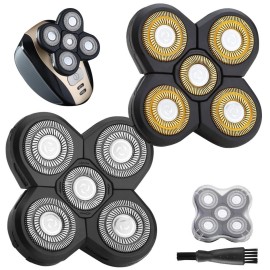 FOXSONIC 2 Universal 5 Blades Head Shaver Replacement Heads for Head Shaver, Head Shaver Replacement Blades