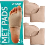 Brison Podiatrist-Designed Metatarsal Pads for Women & Men - Ball of Foot Cushions Pain Relief Gel Sleeves Metatarsalgia Mortons Neuroma Calluses - 2 Pairs (Beige, Large) M 9-11 / W 11-13