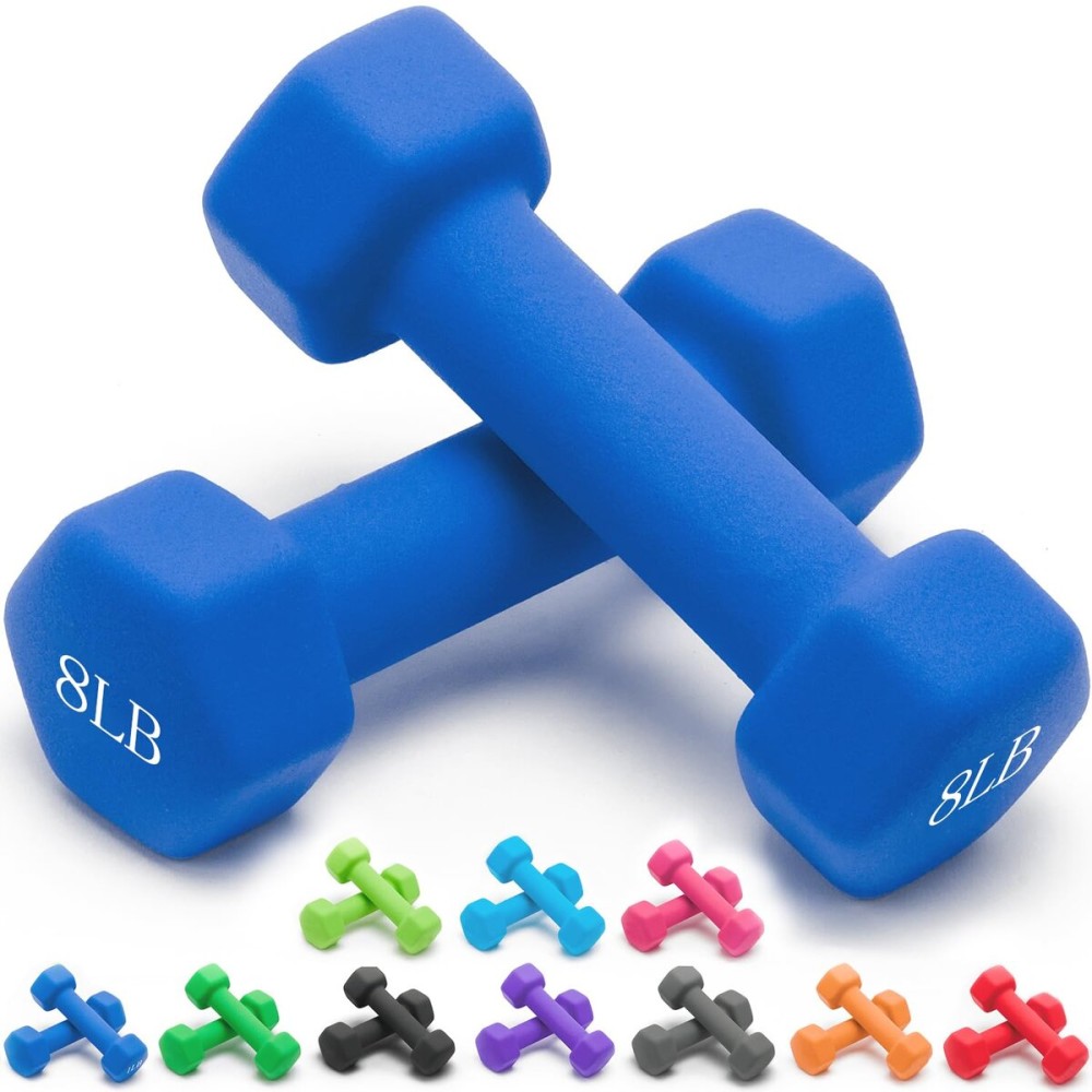 Portzon 10 Colors Options Compatible with Set of 2 Neoprene Dumbbell,1-25 LB, Anti-Slip, Anti-roll, Hex Shape